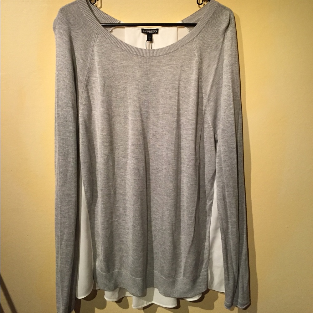 Express light knit sweater with sheer flowy back
